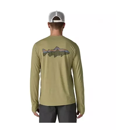 Patagonia Long-Sleeved Capilene Cool Sun Shirt - Fitz Roy Trout 40+ UPF M's